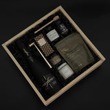 Maison Noir gift box with Freixenet cava, gourmet spreads, and “Home Sweet Home” candle.