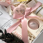 Grounded Serenity birthday gift box by Muse Baskets and Co. with sandalwood soy candle, herbal tea and bath essentials.