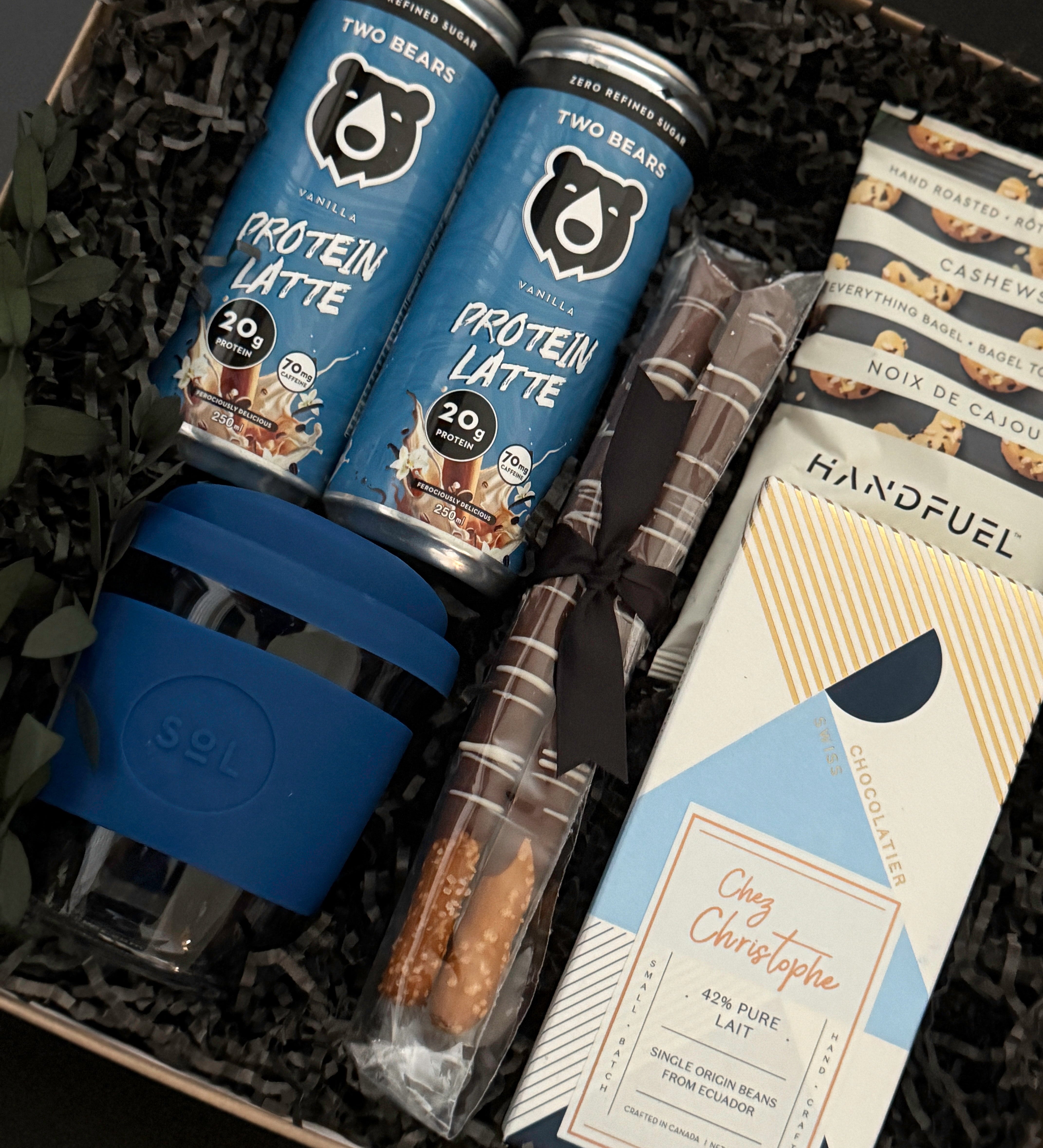 Curated gift box for men focused on energy, focus, and calm productivity – perfect for birthdays or corporate gifting.
