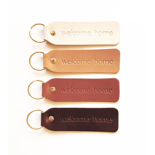 "Welcome Home" Keychain: Camel / Gold