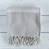 TURKISH BEACH TOWEL | BEIGE & IVORY CHEVRON