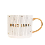 BOSS LADY - GOLD, WHITE HONEYCOMB TILE COFFEE MUG - Muse Baskets and Co.