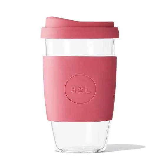 GLASS TRAVEL TUMBLE - RADIANT ROSE 16 OZ - Muse Baskets and Co.