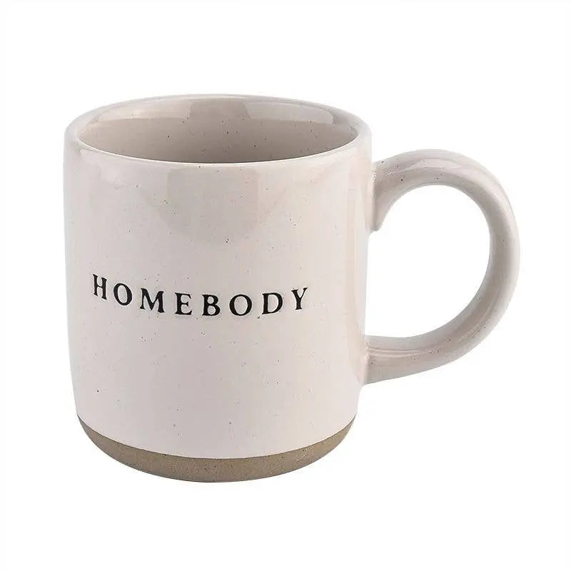 HOMEBODY - CREAM STONEWARE COFFEE MUG - Muse Baskets and Co.