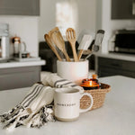 HOMEBODY - CREAM STONEWARE COFFEE MUG - Muse Baskets and Co.