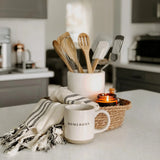 HOMEBODY - CREAM STONEWARE COFFEE MUG - Muse Baskets and Co.