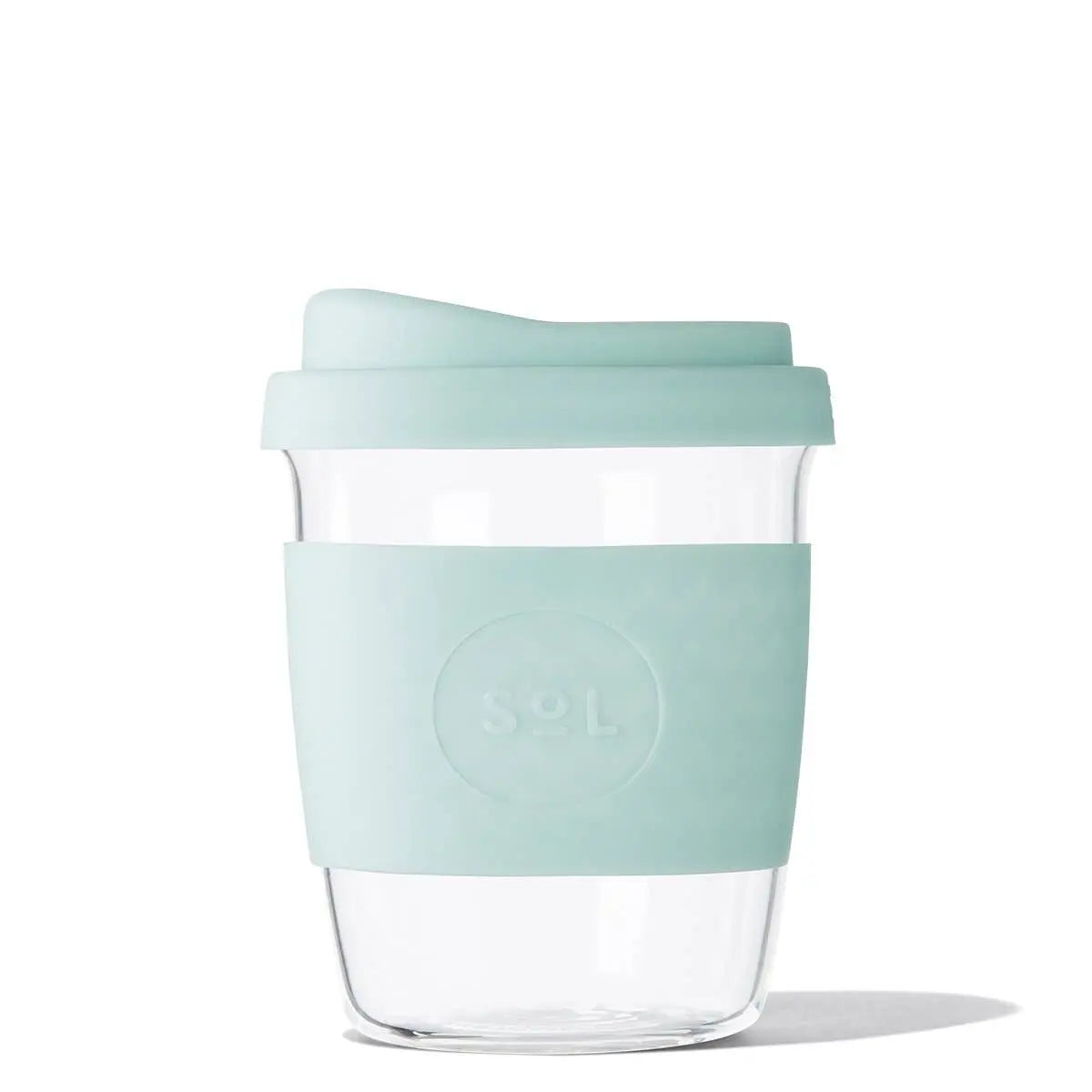 TRAVEL TUMBLER - COOL CYAN GLASS 8OZ - Muse Baskets and Co.