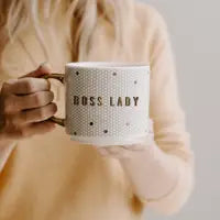 BOSS LADY - GOLD, WHITE HONEYCOMB TILE COFFEE MUG